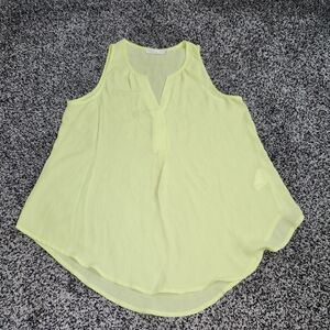 Lush Sheer Yellow Tank Top‎ V Neck, Lightweight Women's Size Small, Summer Beach